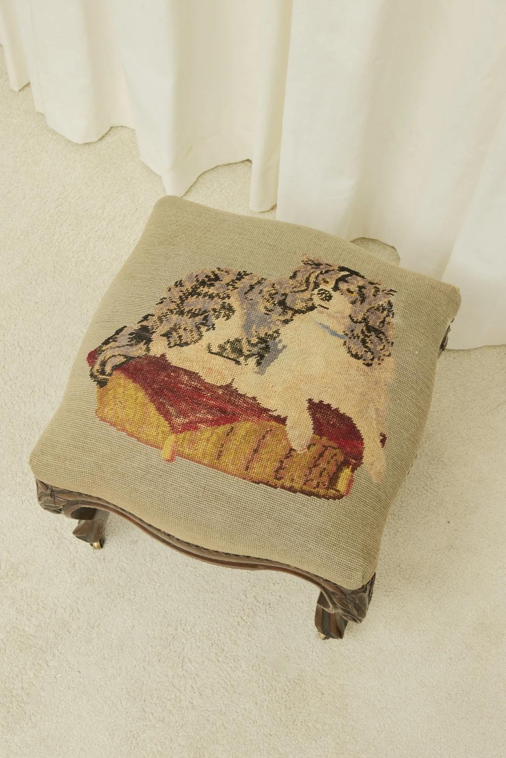 Tanner Fletcher Antique Spaniel Needlepoint Ottoman