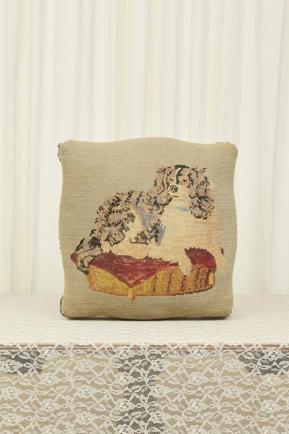 Tanner Fletcher Antique Spaniel Needlepoint Ottoman