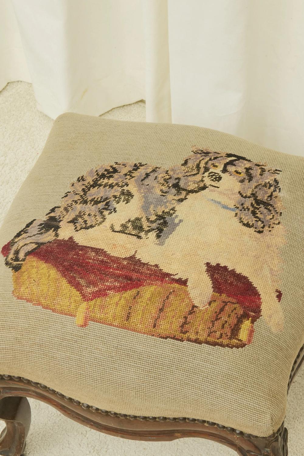 Tanner Fletcher Antique Spaniel Needlepoint Ottoman