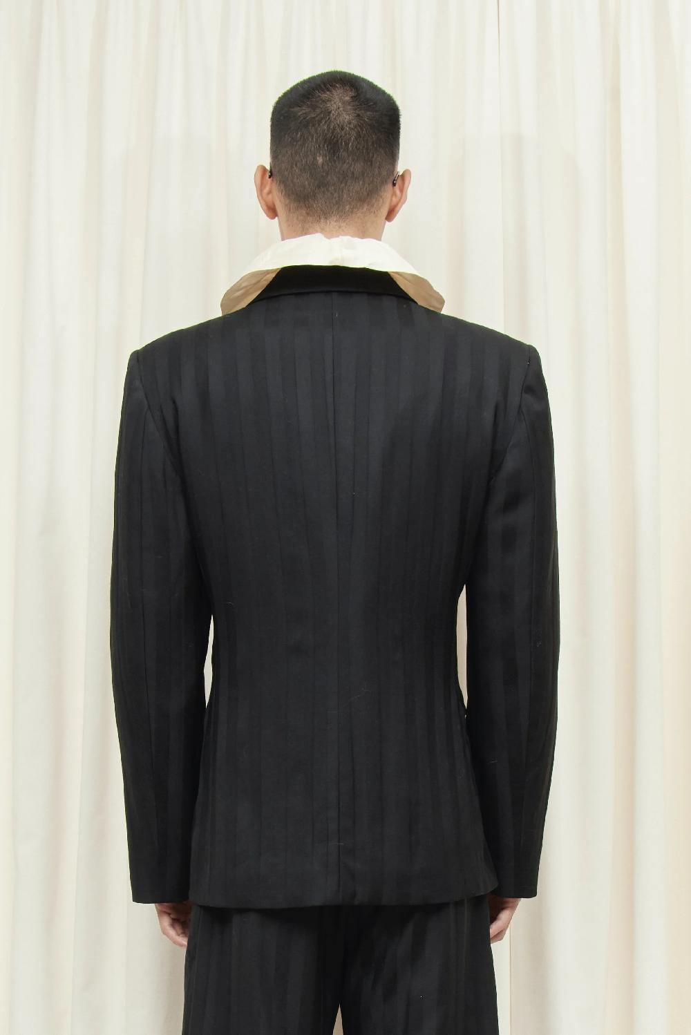Tanner Fletcher Benedict Double Breasted Satin Stripe Blazer