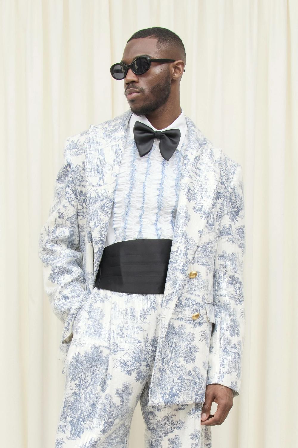 Tanner Fletcher Benedict Double Breasted Toile Sequin Blazer