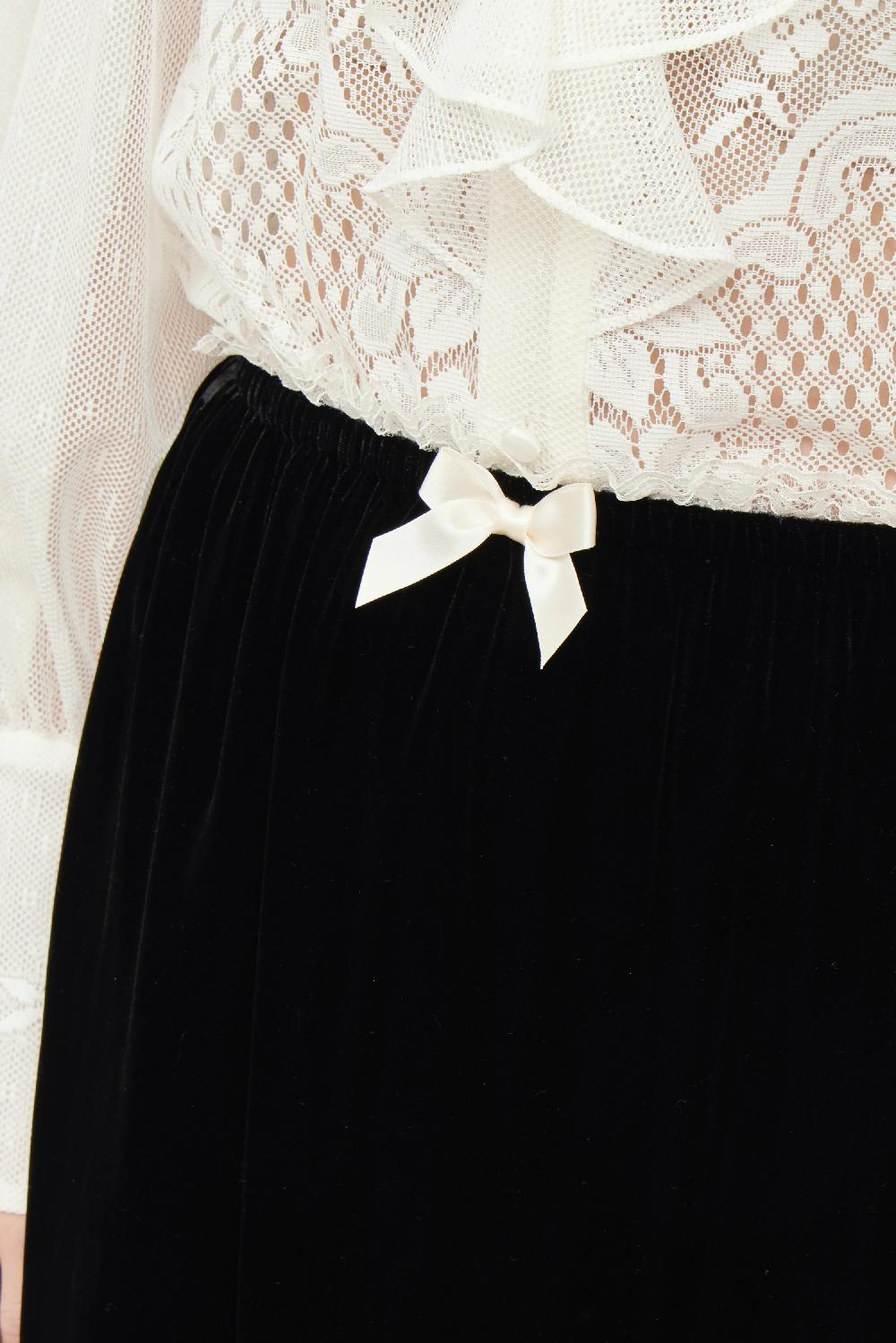 Tanner Fletcher Celerie Lace Trim Velvet Slip Skirt