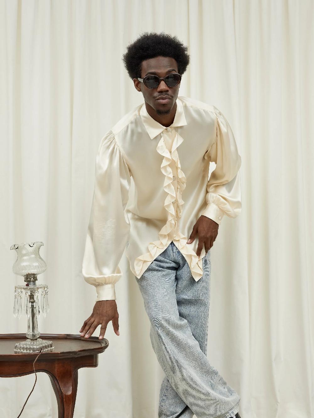 Tanner Fletcher Chester Ruffle Placket Poet's Blouse