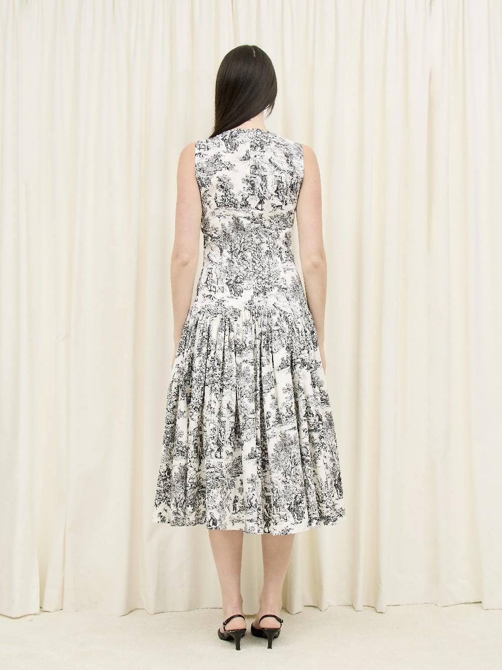 Tanner Fletcher Connie Sleeveless Toile Drop Waist Dress