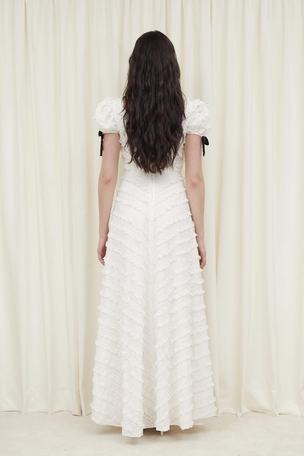 Tanner Fletcher Constantine Embroidered Lace Ruffle Gown