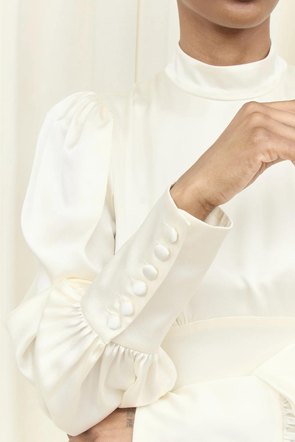 Tanner Fletcher Cordelia Long Sleeve Charmeuse Gown