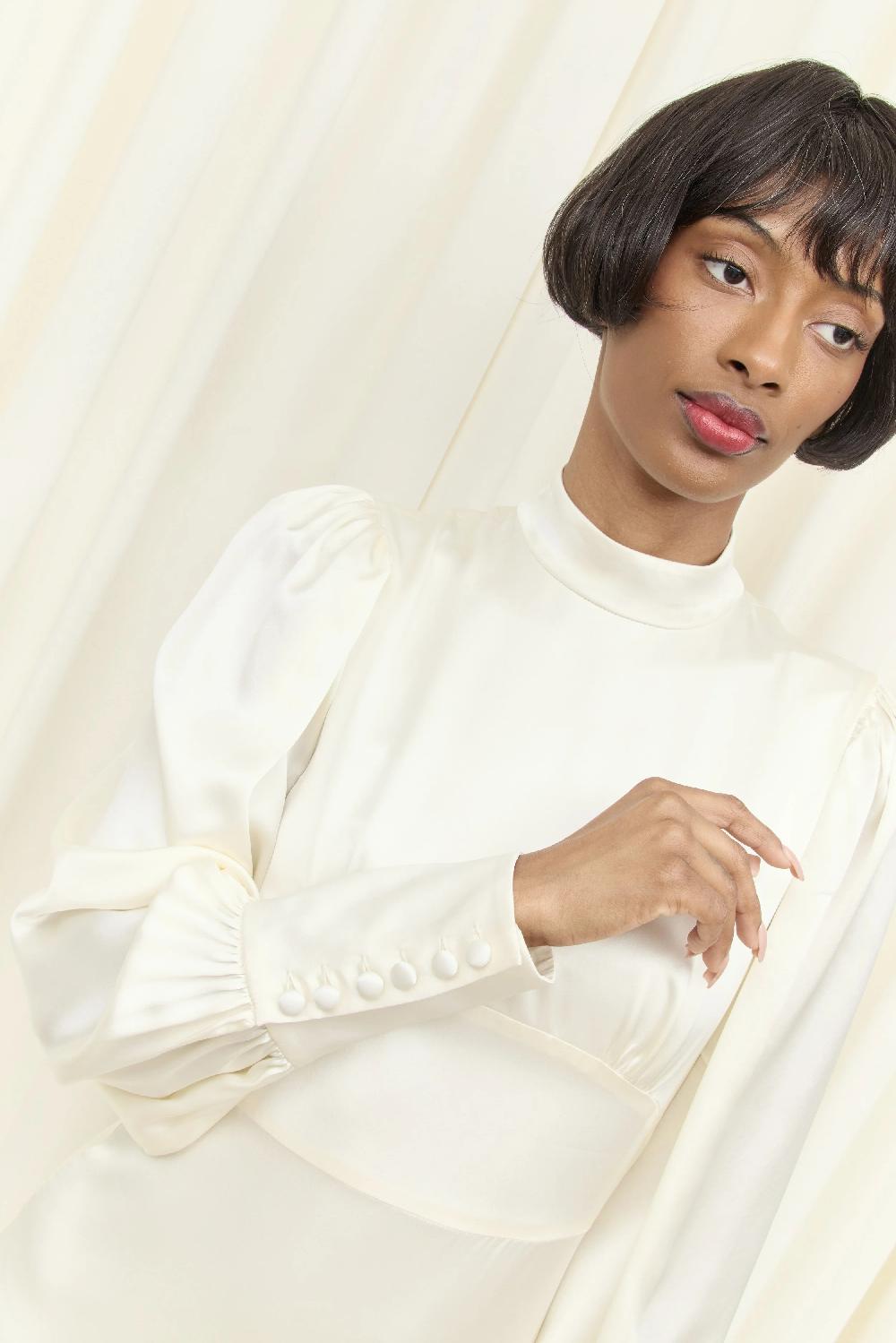 Tanner Fletcher Cordelia Long Sleeve Charmeuse Gown