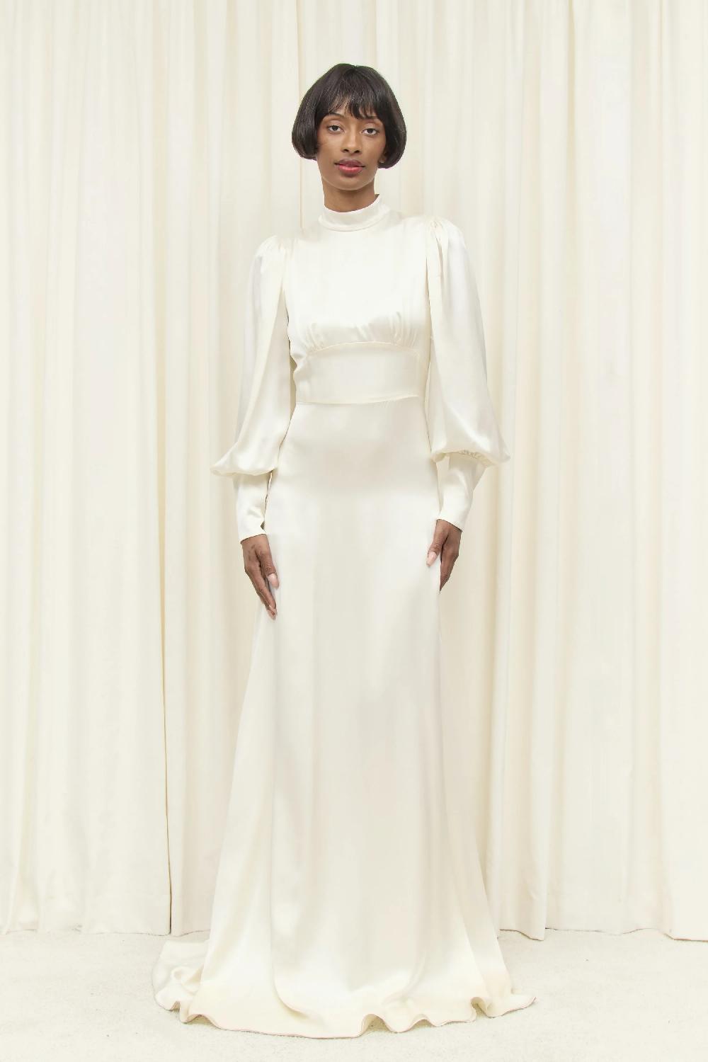 tanner fletcher Cordelia Long Sleeve Charmeuse Gown
