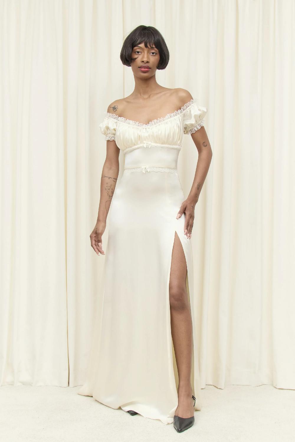 Tanner Fletcher Darlene Off The Shoulder Charmeuse Gown