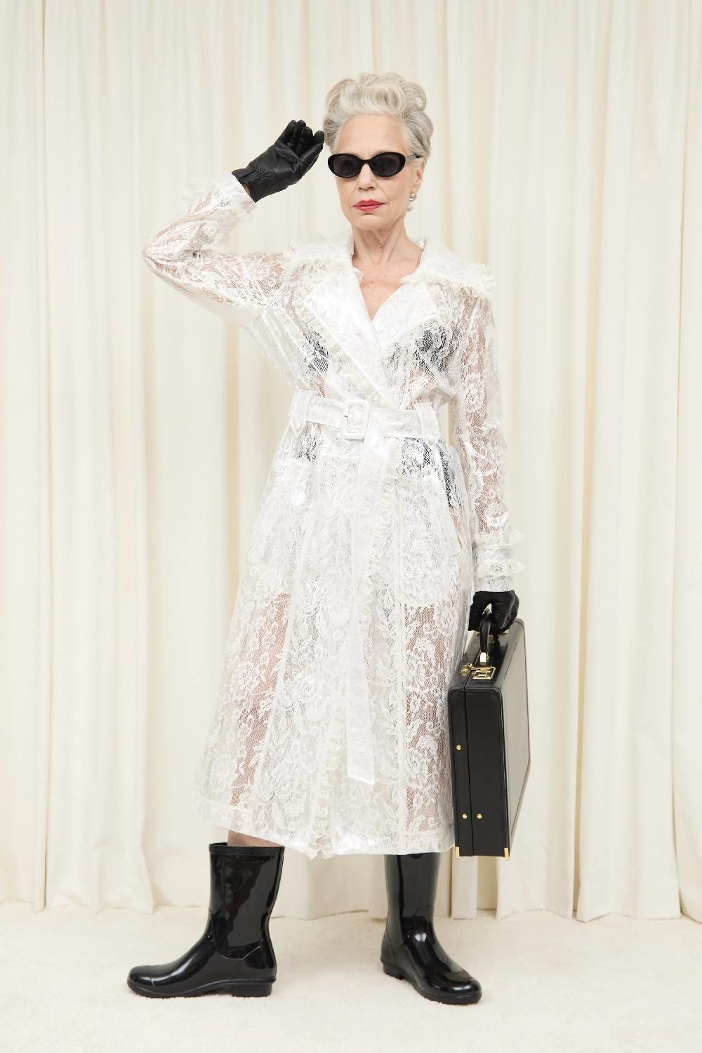 tanner fletcher Faye Ruffle Trim Trench Coat - Lace PVC