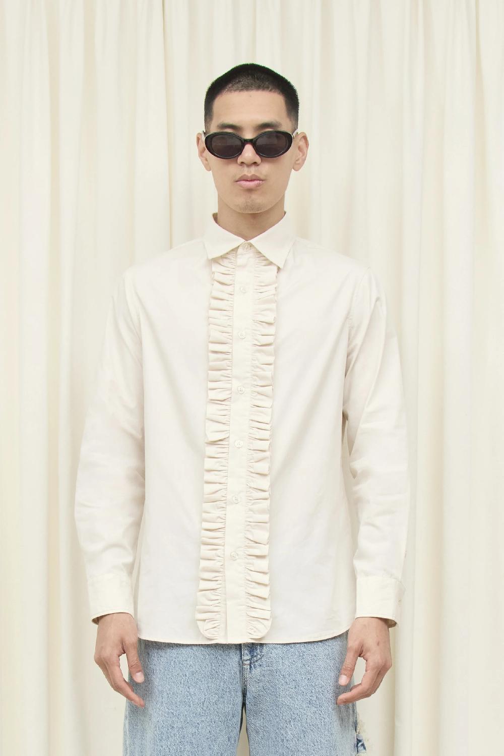 Tanner Fletcher Freddie Ruffle Placket Button Down Shirt