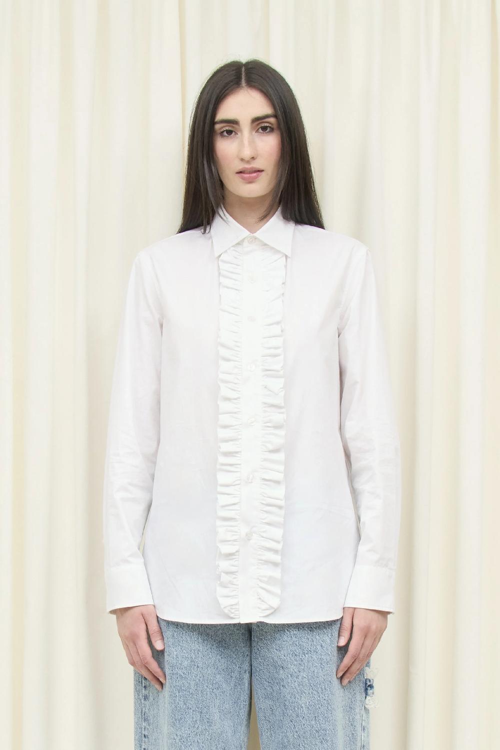 Tanner Fletcher Freddie Ruffle Placket Button Down Shirt