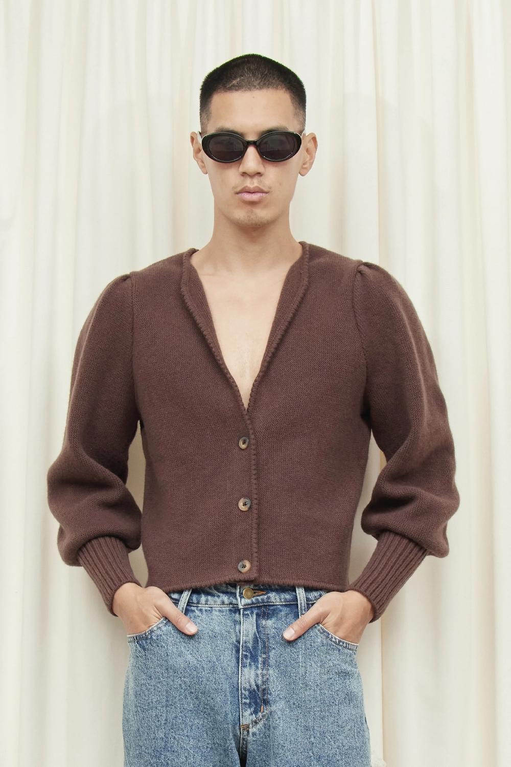 Tanner Fletcher Juliet Puff Sleeve Cardigan Sweater