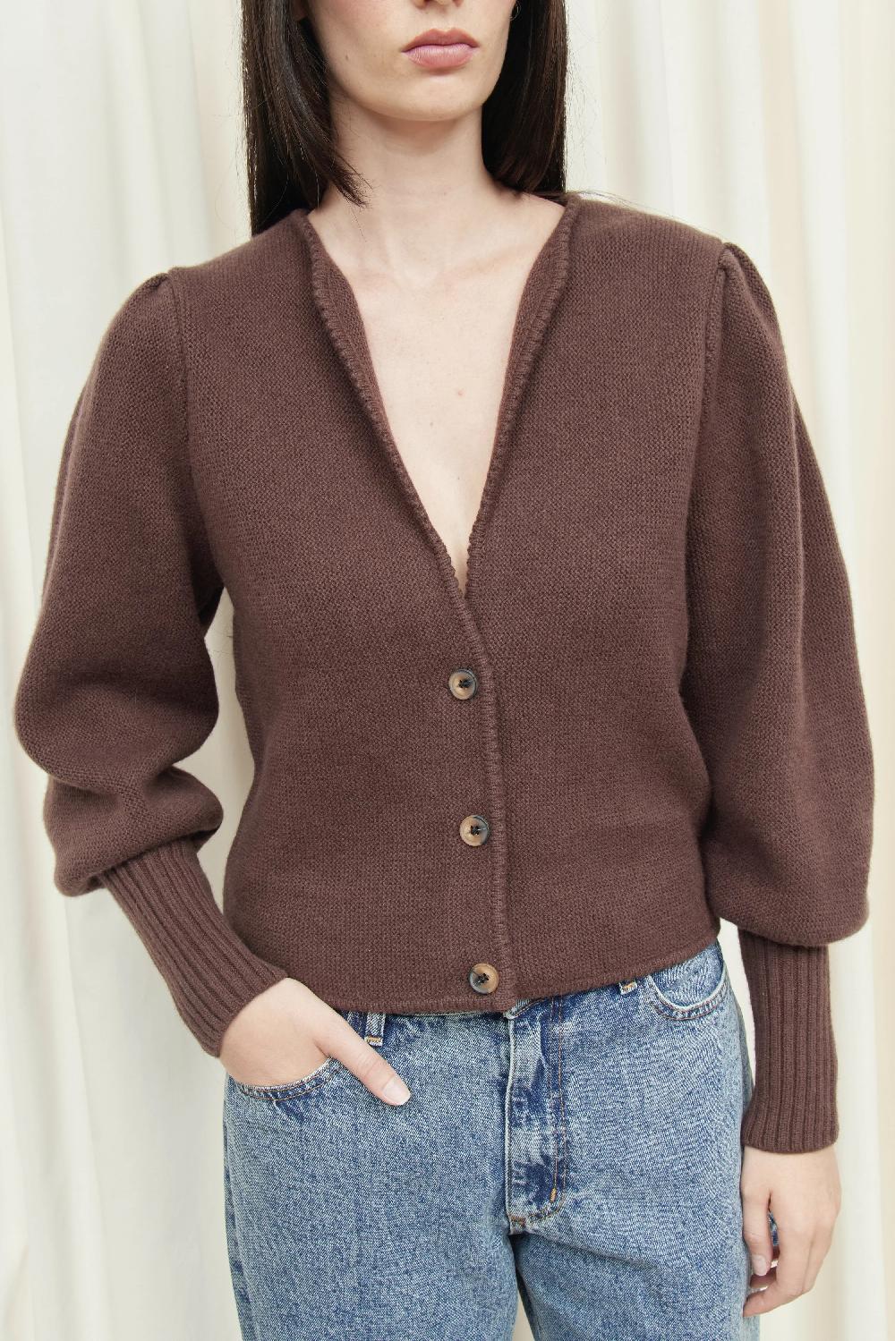 Tanner Fletcher Juliet Puff Sleeve Cardigan Sweater