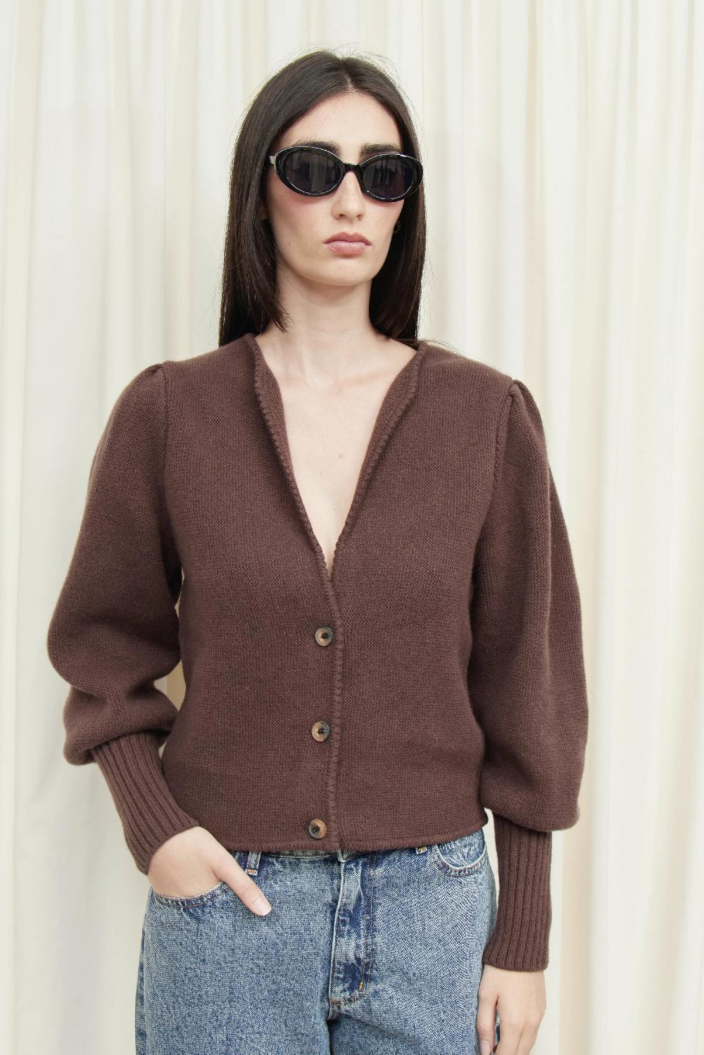 Tanner Fletcher Juliet Puff Sleeve Cardigan Sweater