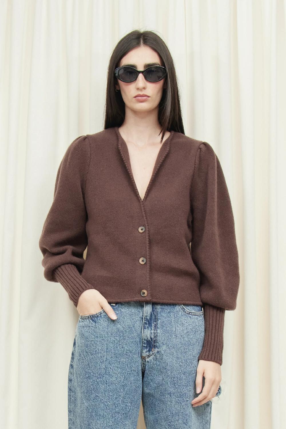 tanner fletcher Juliet Puff Sleeve Cardigan Sweater