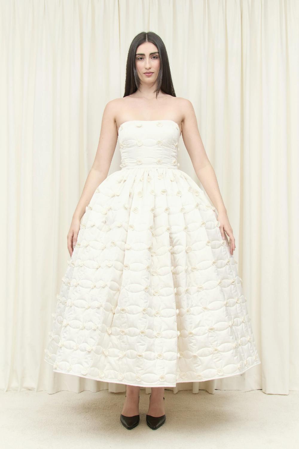 tanner fletcher Lucille Quilted Rosette Layered Ballgown
