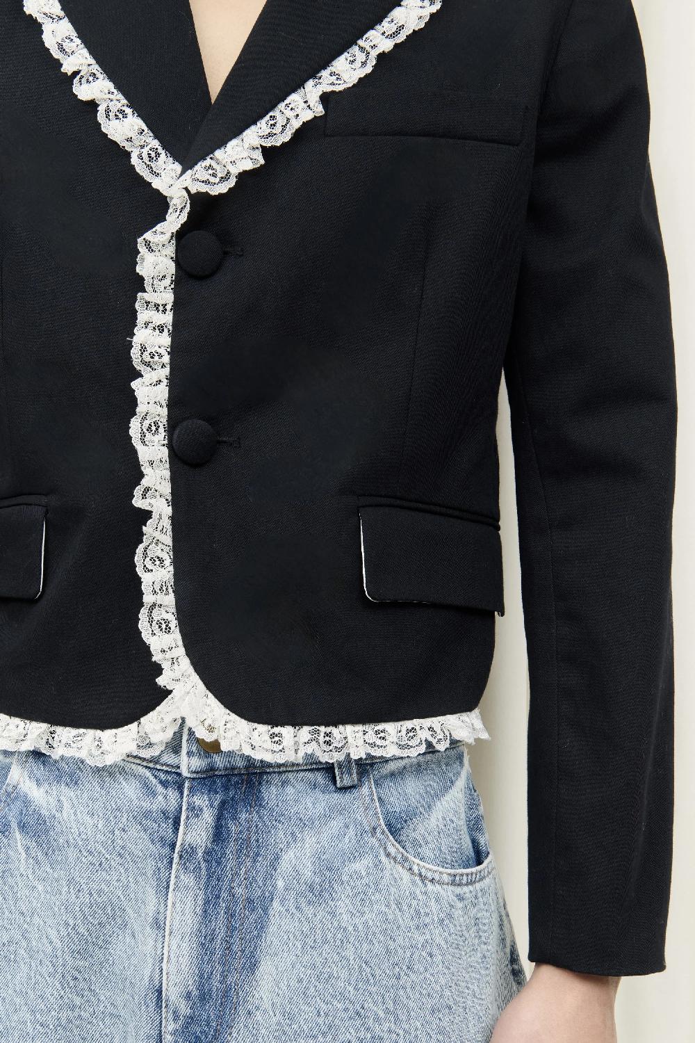 Tanner Fletcher Miles Lace Trim Shrunken Fit Blazer