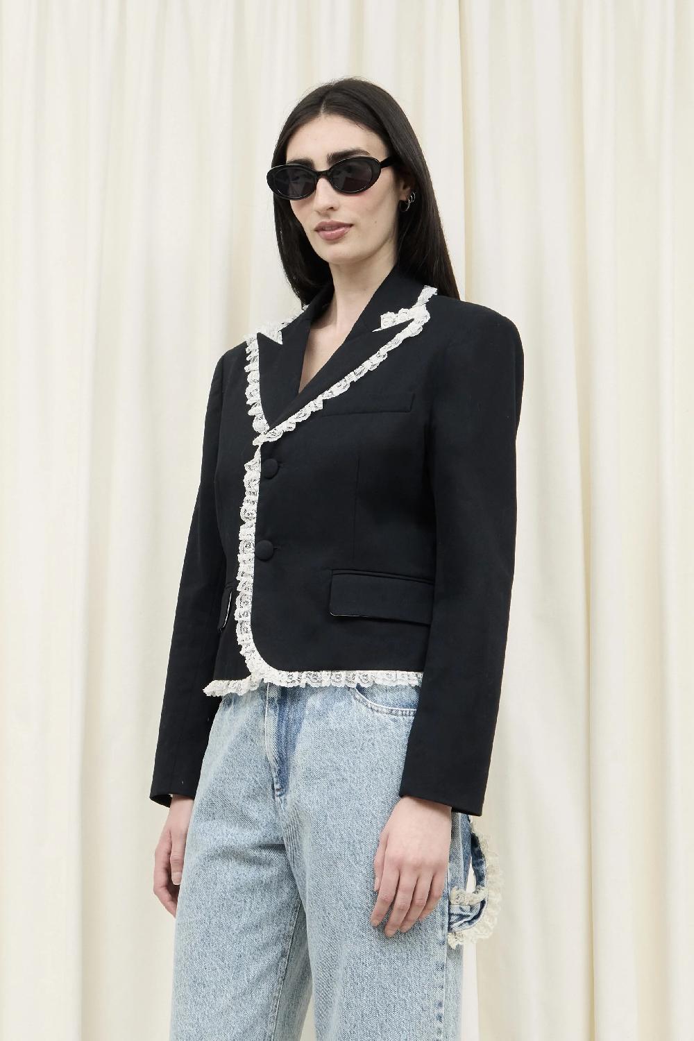 Tanner Fletcher Miles Lace Trim Shrunken Fit Blazer