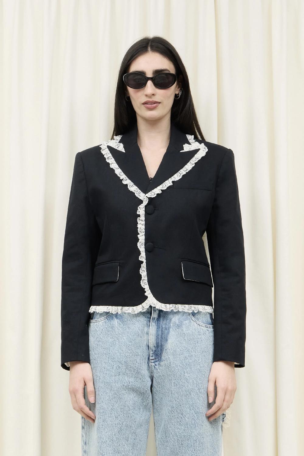 tanner fletcher Miles Lace Trim Shrunken Fit Blazer