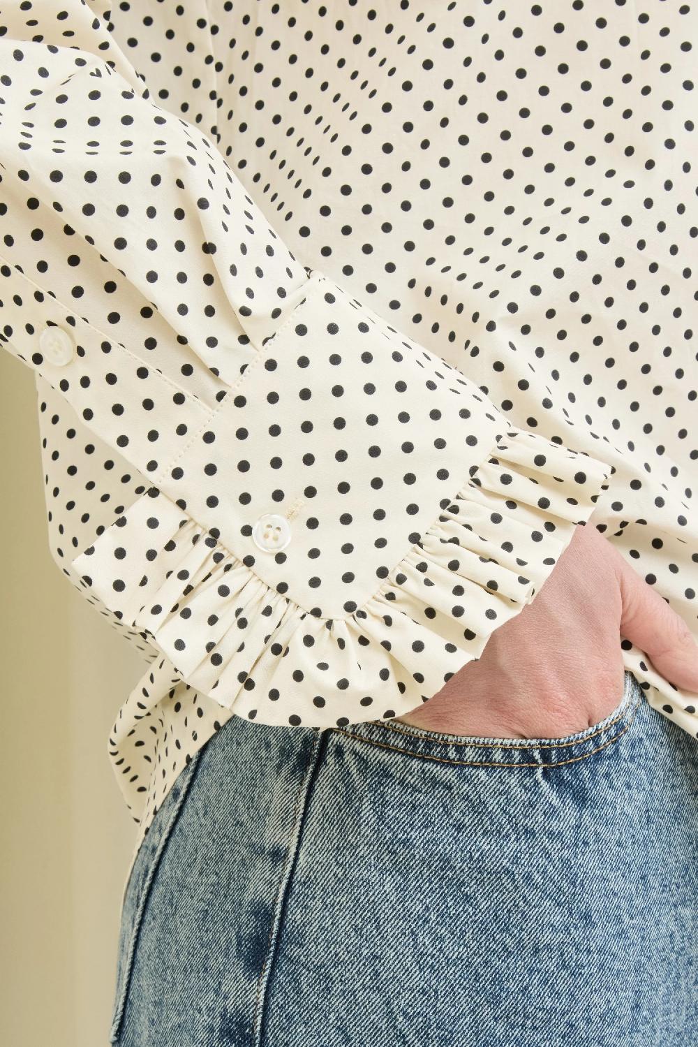 Tanner Fletcher Pippa Polkadot Ruffle Button Down Shirt