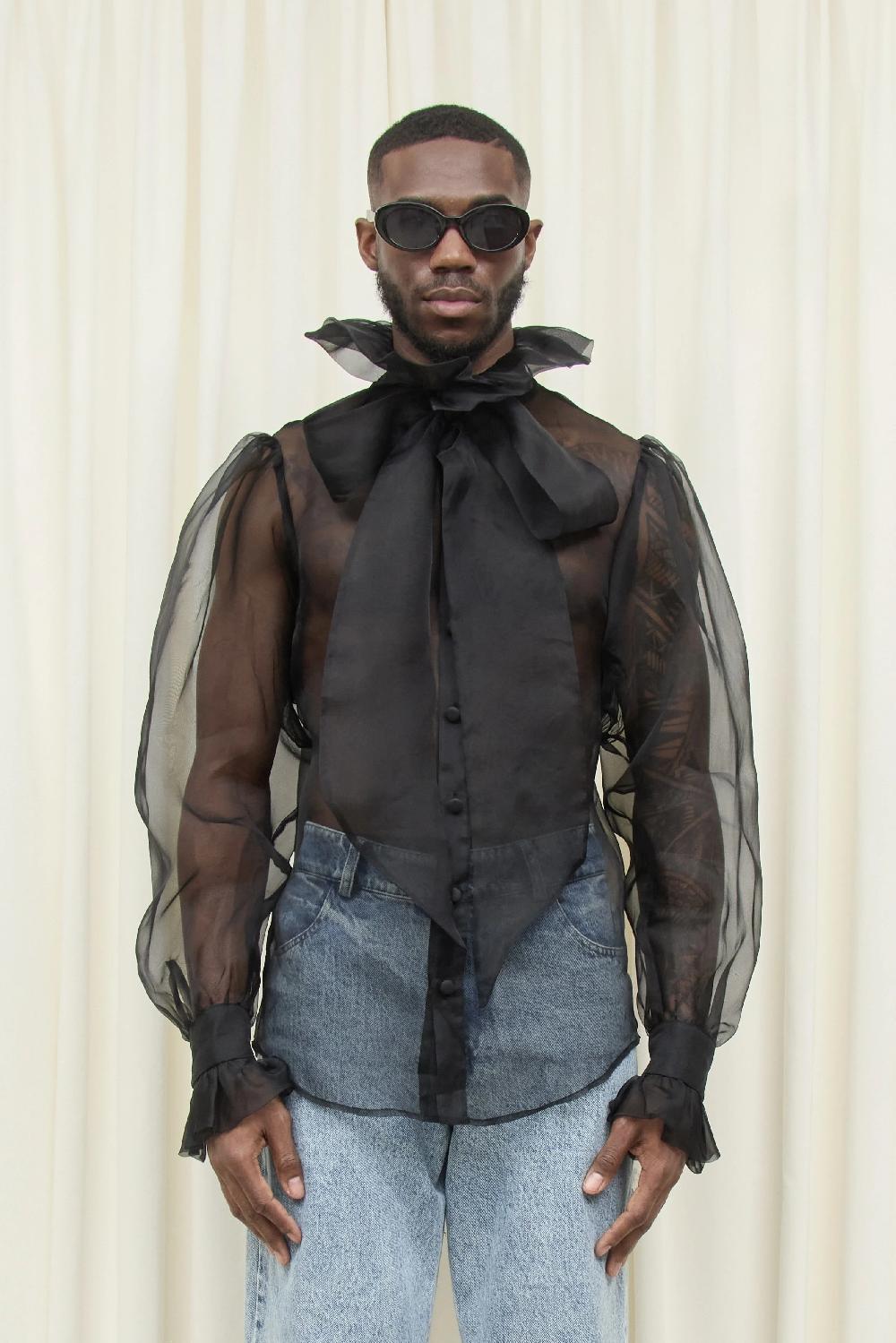 Tanner Fletcher Simone Sheer Organza Pussybow Blouse