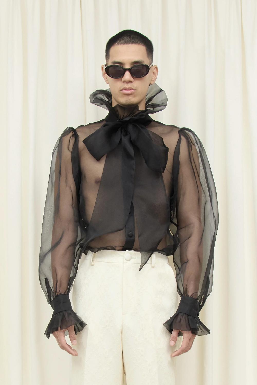 Tanner Fletcher Simone Sheer Organza Pussybow Blouse