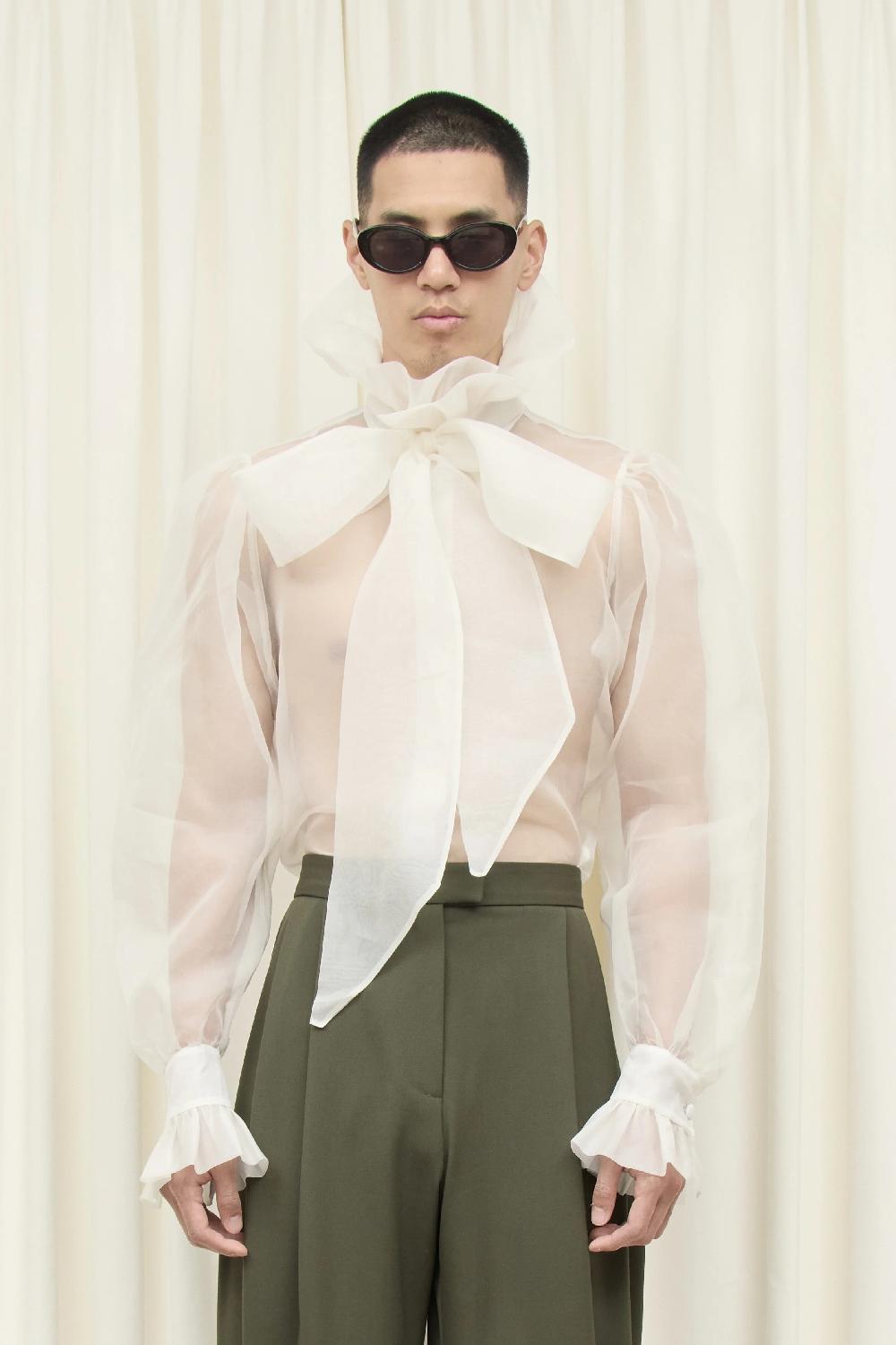 Tanner Fletcher Simone Sheer Organza Pussybow Blouse
