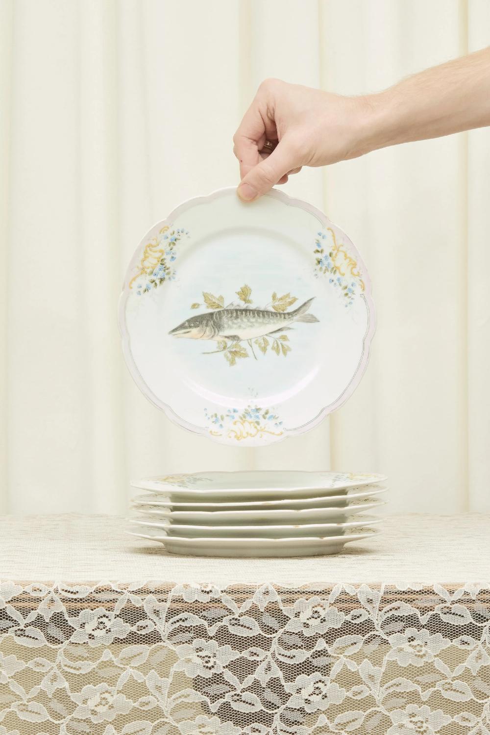 Tanner Fletcher Antique Fish Plates Set/6