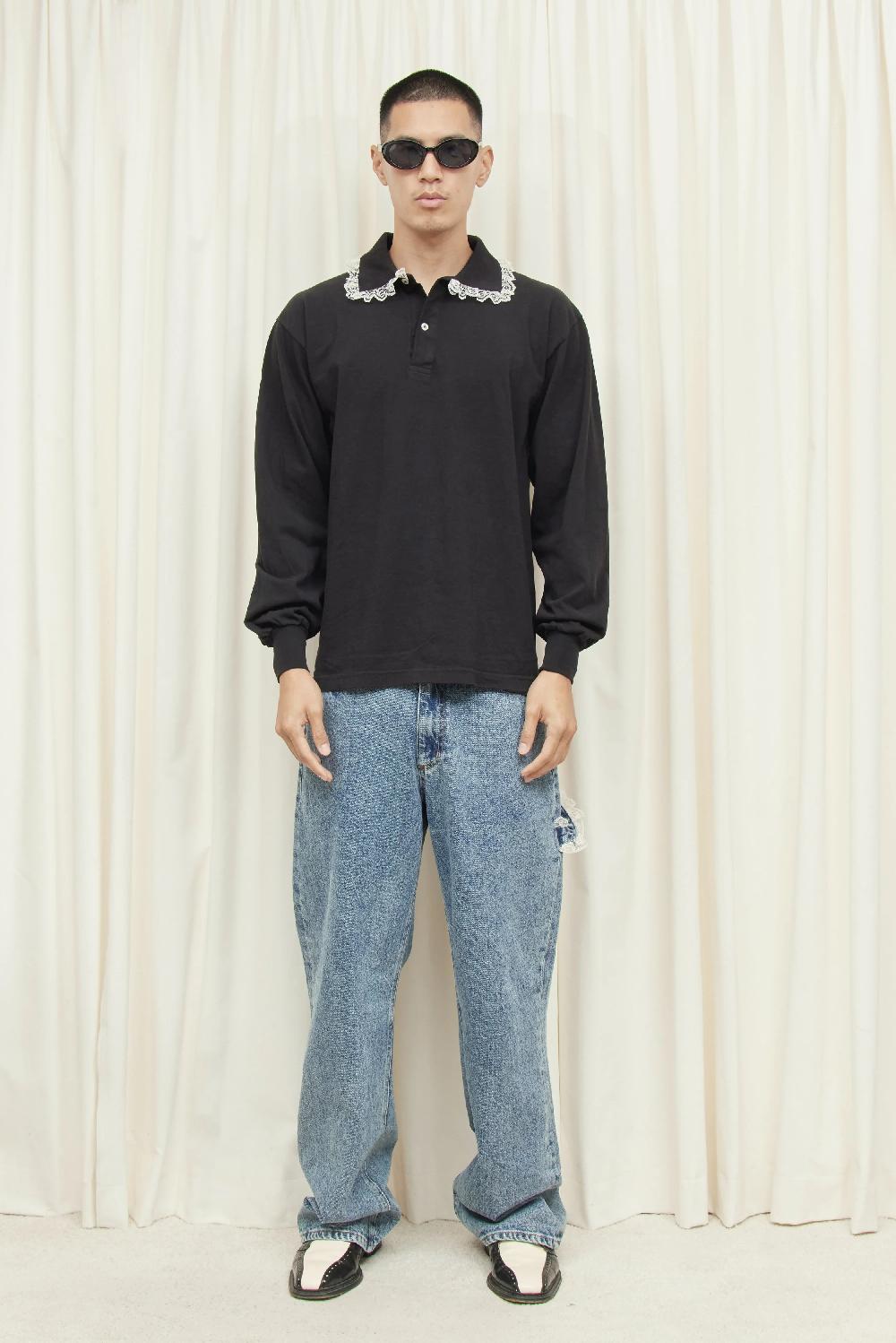 Tanner Fletcher Cletus Lace Trim Long Sleeve Polo