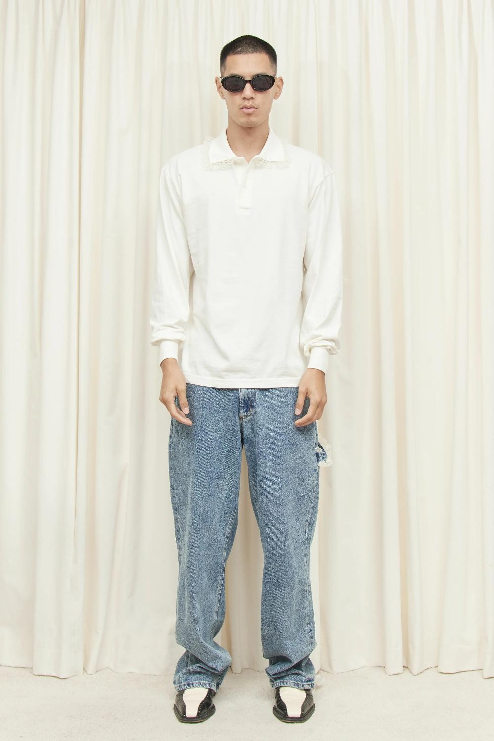 Tanner Fletcher Cletus Lace Trim Long Sleeve Polo