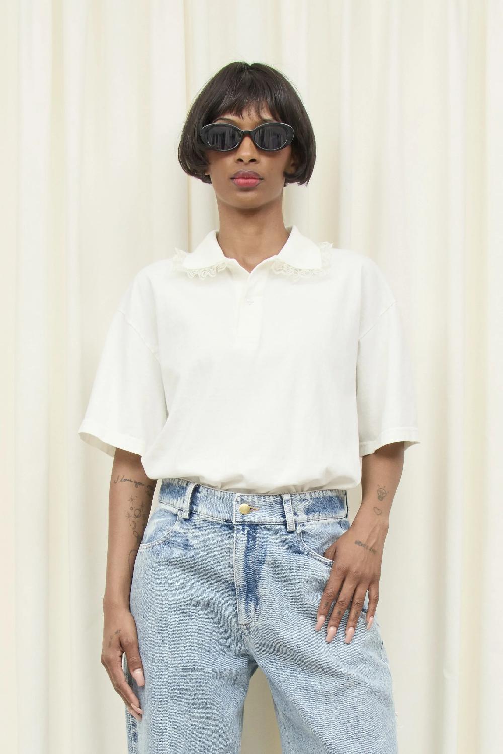 tanner fletcher Cletus Lace Trim Short Sleeve Polo