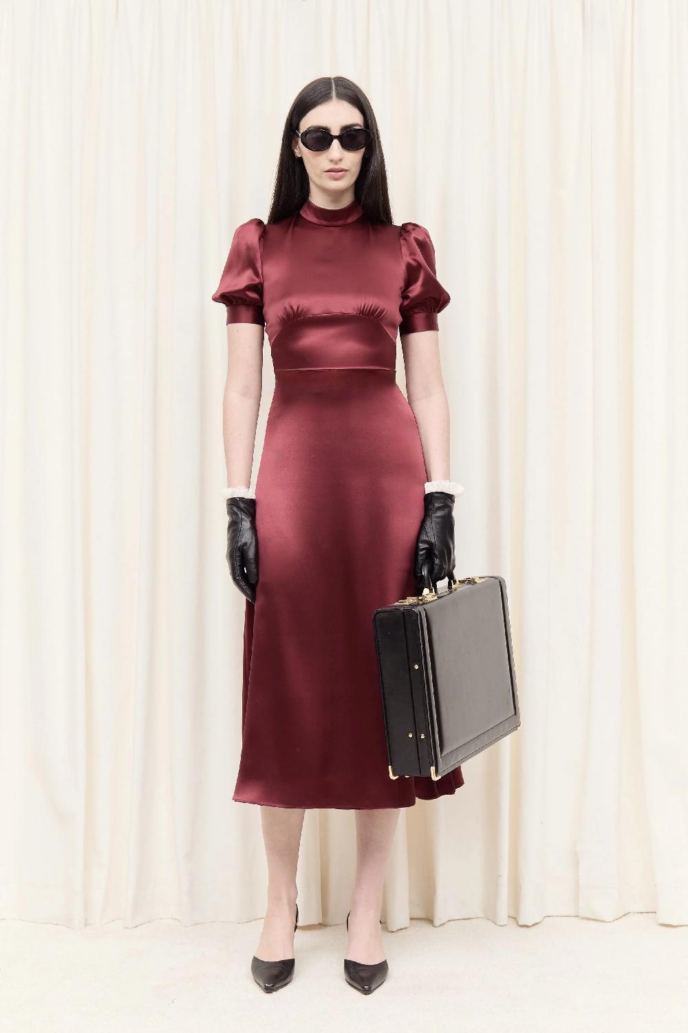 Tanner Fletcher Cordelia Mock Neck Midi Dress