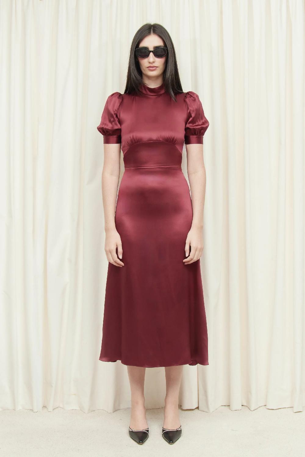 tanner fletcher Cordelia Mock Neck Midi Dress