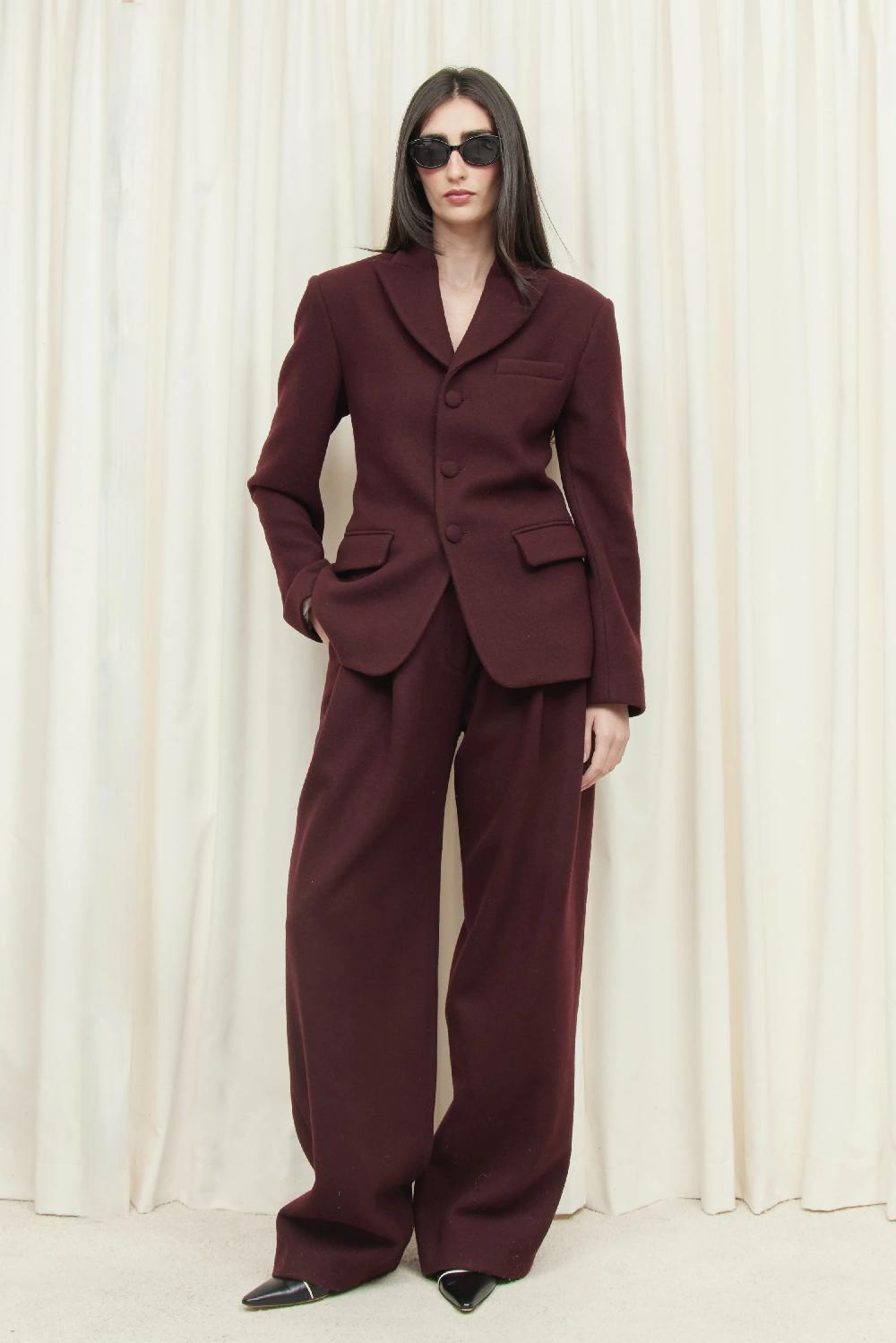 Tanner Fletcher Eddie Pleated Wool Trouser