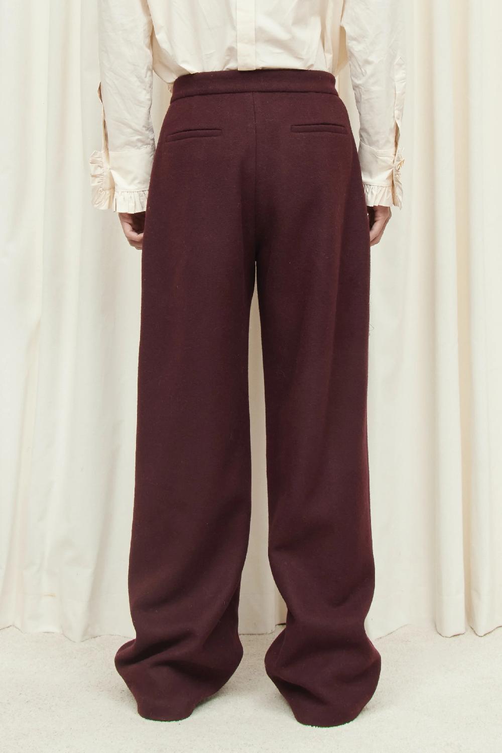 Tanner Fletcher Eddie Pleated Wool Trouser