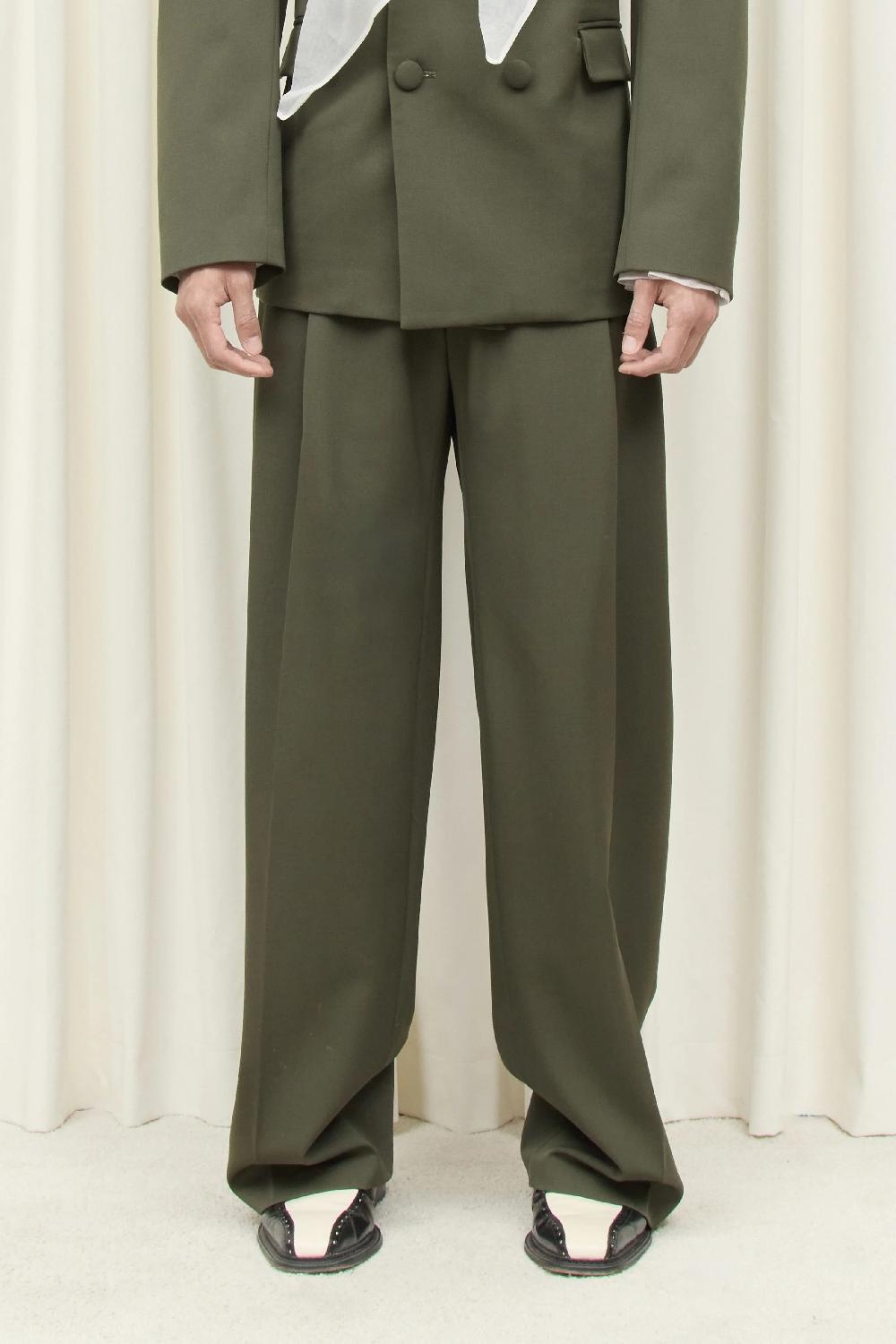 Tanner Fletcher Eddie Pleated Wool Trouser