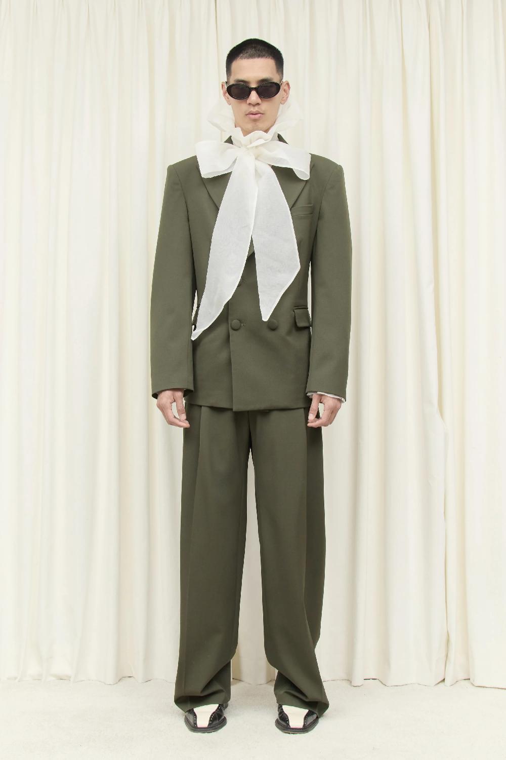 Tanner Fletcher Eddie Pleated Wool Trouser