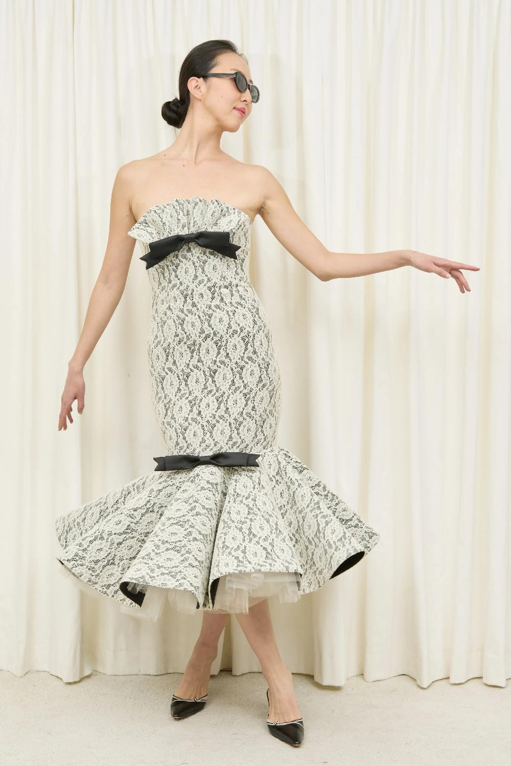 Tanner Fletcher Flossy Lace Layered Mermaid Gown