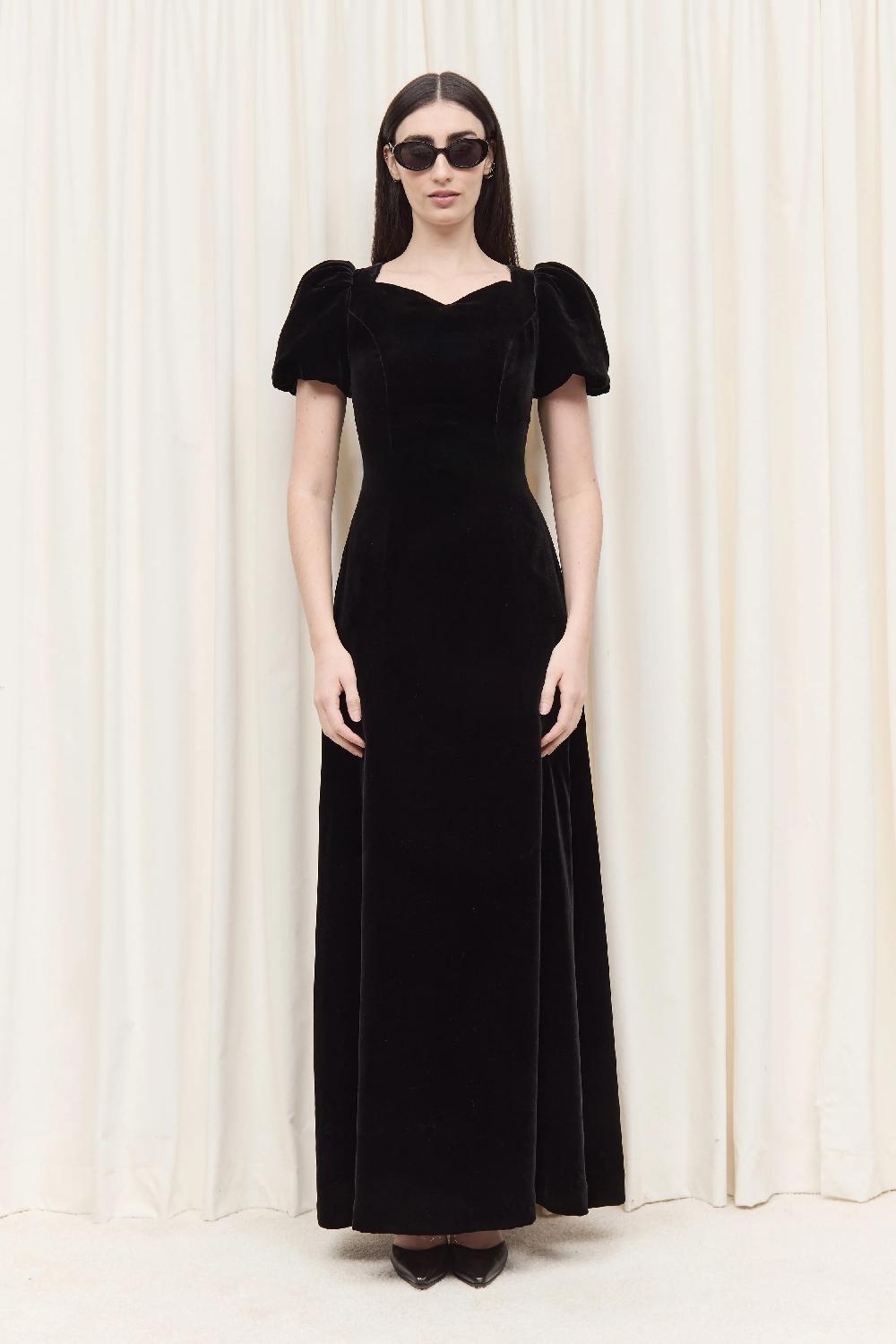 Tanner Fletcher Helene Puff Sleeve Velvet Gown