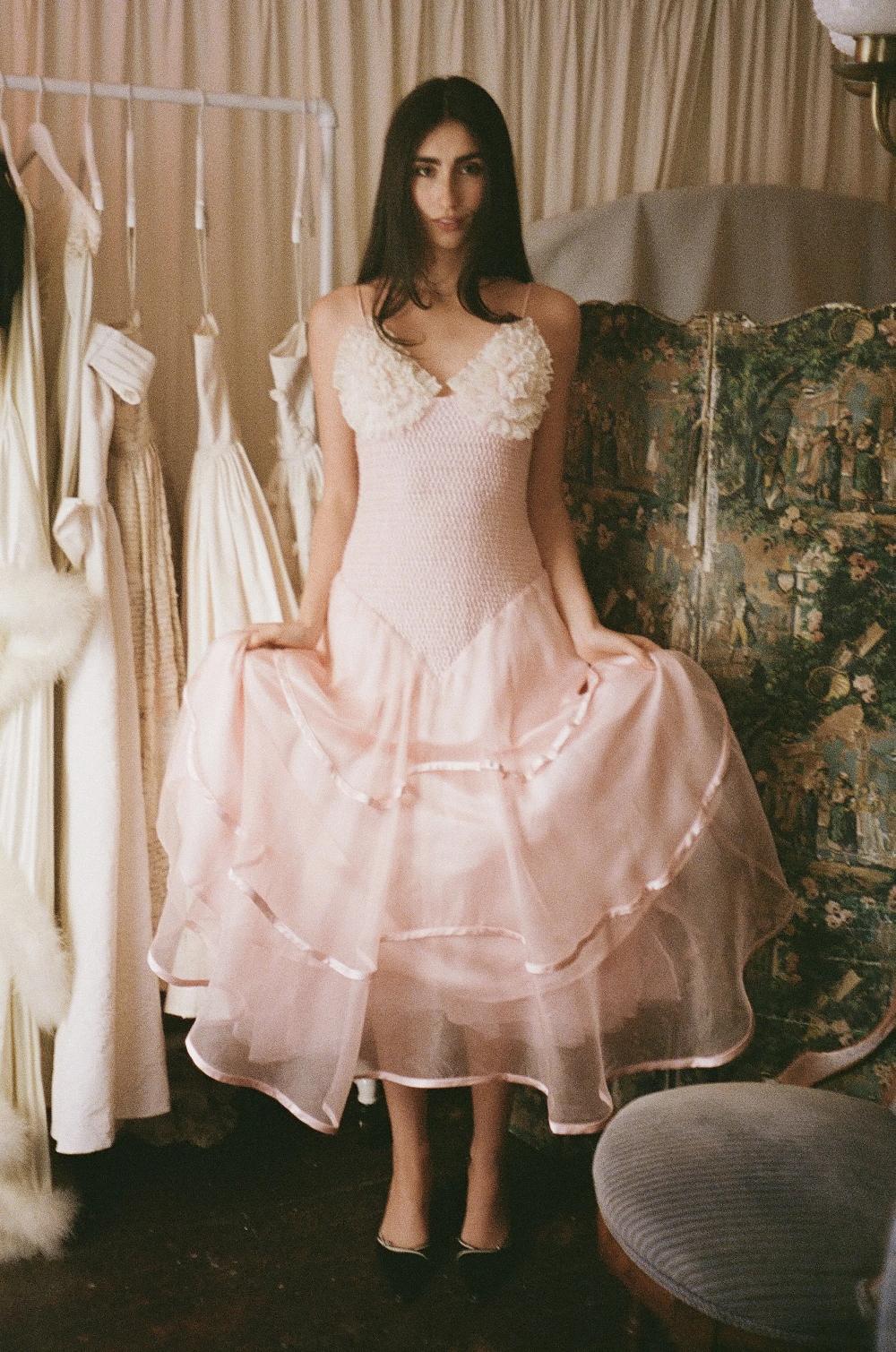 tanner fletcher Henrietta Lace Smocked Midi Dress