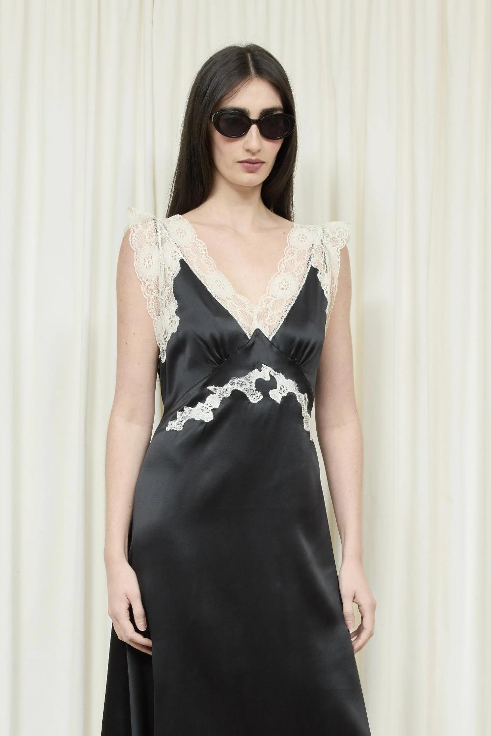 Tanner Fletcher Irene Lace Trim Midi Dress