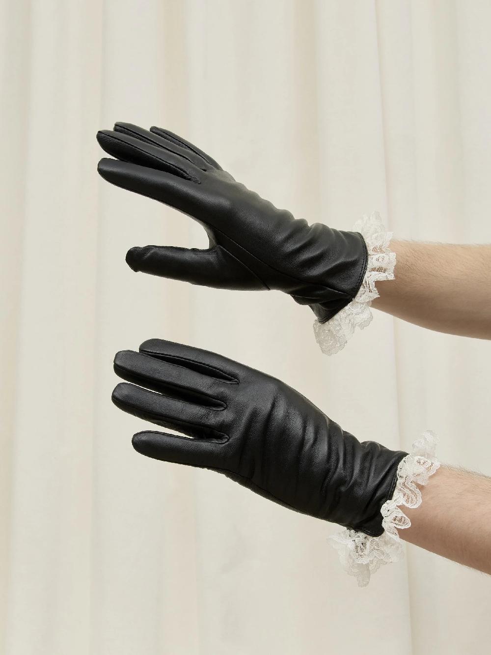 Tanner Fletcher Jackie Lace Trim Leather Gloves