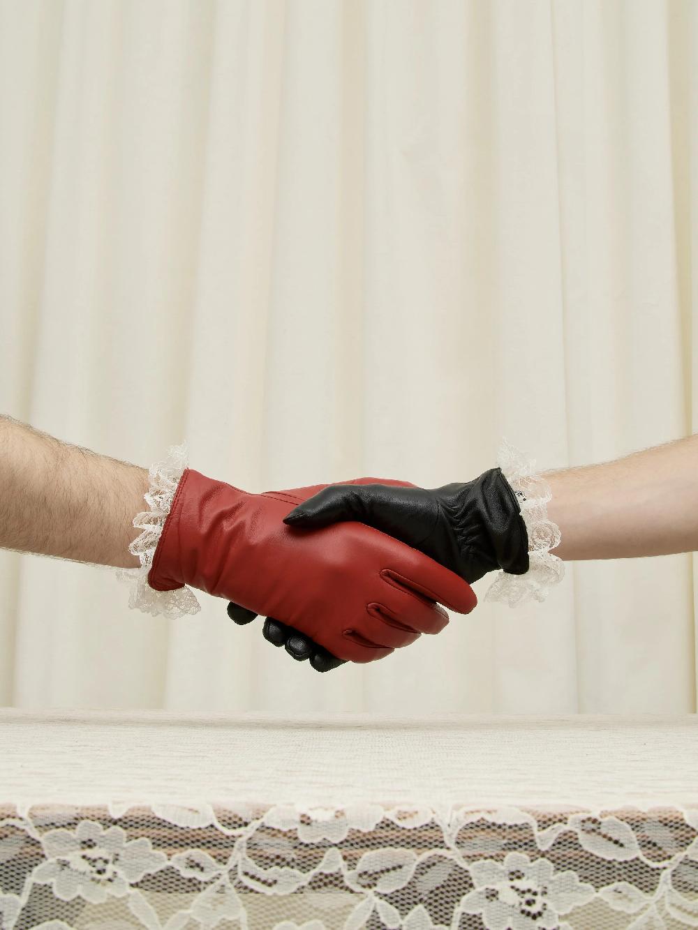 Tanner Fletcher Jackie Lace Trim Leather Gloves