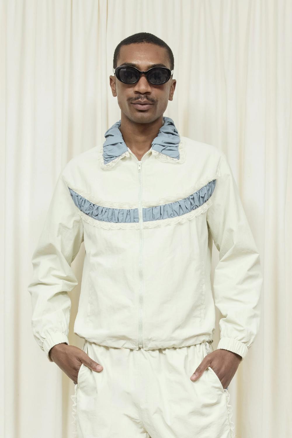 tanner fletcher Kennedy Ruched Stripe Track Jacket