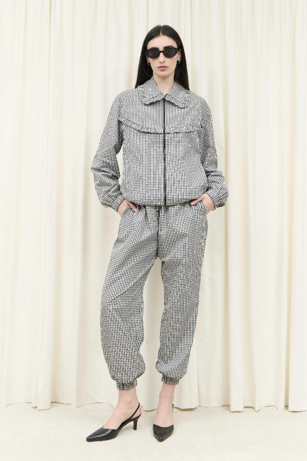 Tanner Fletcher Kennedy Ruffle Gingham Track Pant