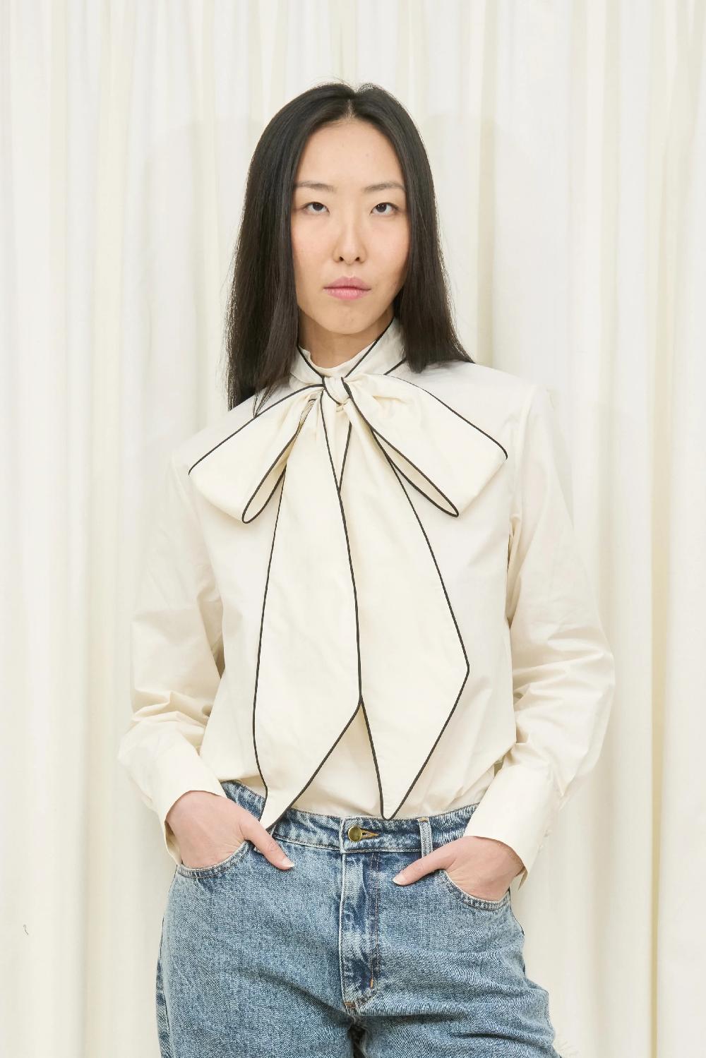 Tanner Fletcher Laurence Piped Pussybow Shirt