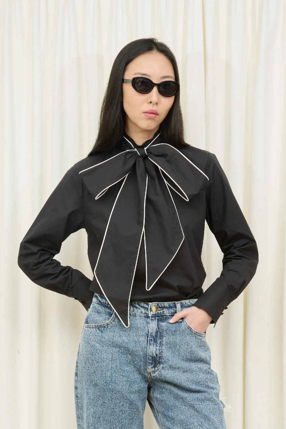 Tanner Fletcher Laurence Piped Pussybow Shirt