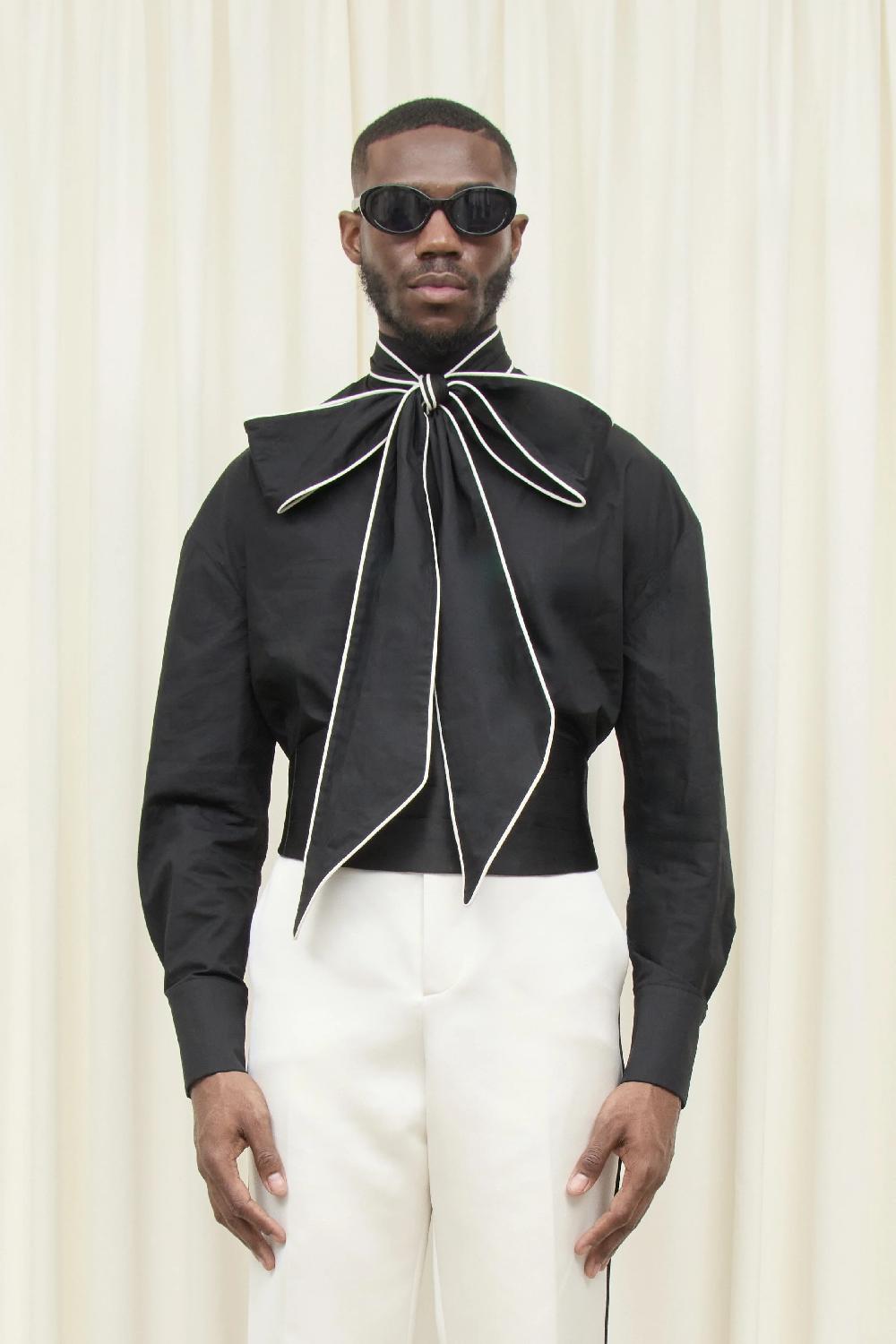 Tanner Fletcher Laurence Piped Pussybow Shirt