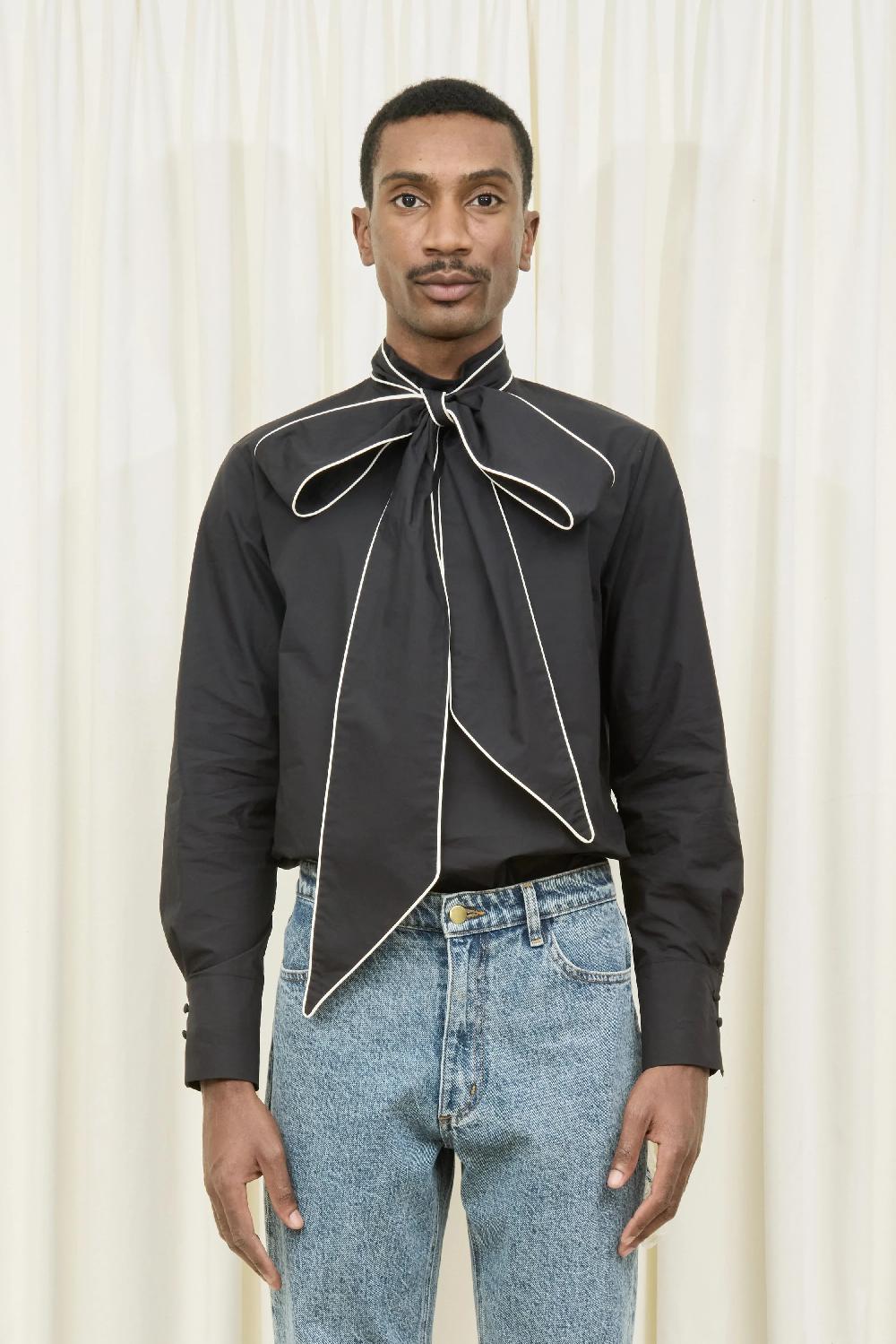 tanner fletcher Laurence Piped Pussybow Shirt